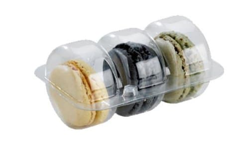 PacknWood Clear Plastic Macaron Insert, Holds 3 Macarons (Case of 150 Sets)