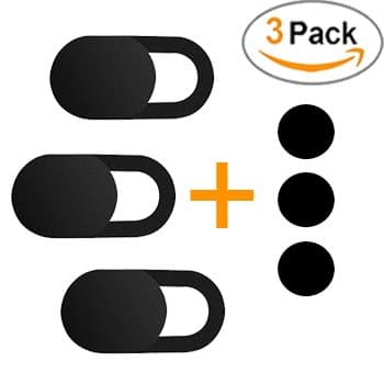 'Webcam Cover Including 3x Webcam Microphone Sticker Motto Creep Blocker – ultra low profile &amp; Self-Adhesive Laptop Webcam Cover/Protective Cover against Phone Camera Spy | Set of 3 Black