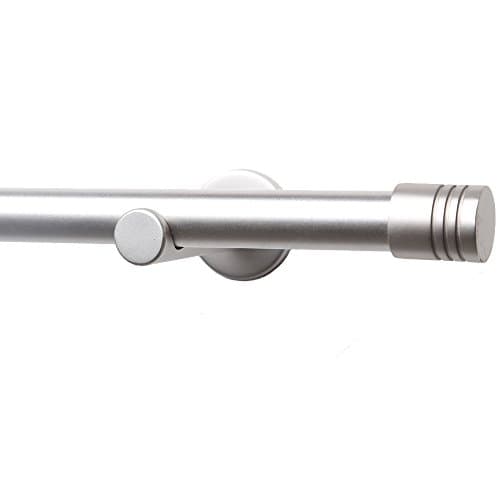 Kirsch Metal Curtain Pole + Finials &amp; Brackets - Silver - 200cm x 20mm