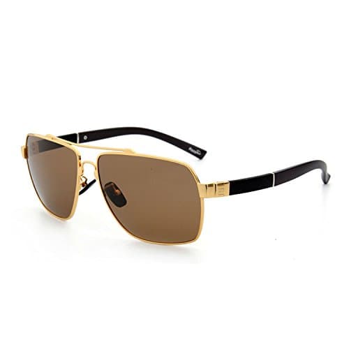 CHB Polarized Sunglasses Aviator Metal Frame Light-weighted UV400 Protection Men's With Case (gold)