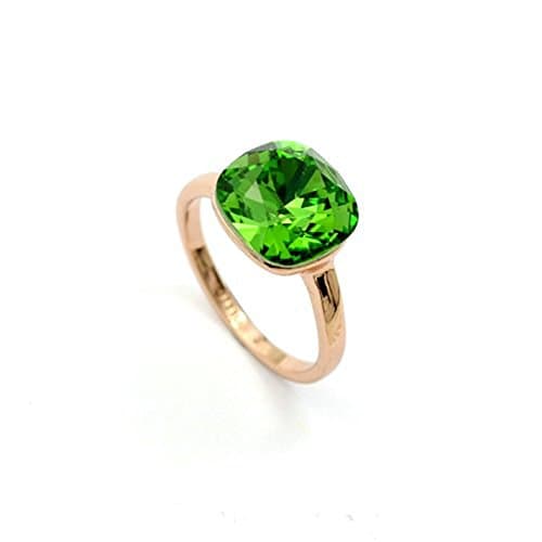 18ct Gold Finish Ring with Emerald Swarovski Element (L)