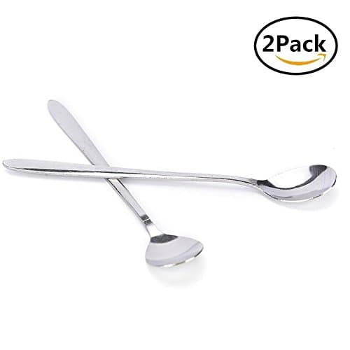 Waterstone 2Pcs Tea Coffee Spoons, Approx.6.5" Long Handle Stainless Steel Tea Spoon Drink Spoon Fruit Juice Long Ice Scoop Mixing Spoon Cutlery