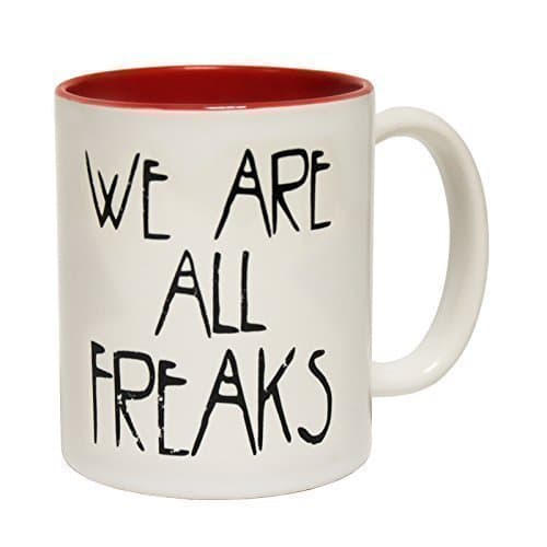 123t Mugs WE ARE ALL FREAKS Ceramic Slogan Cup With Red Interior - GIFT BOXED novelty funny