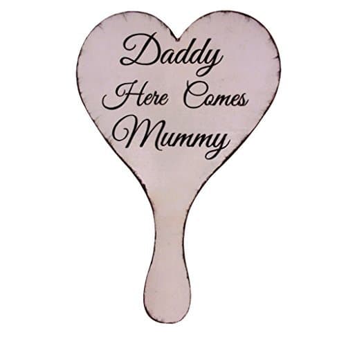 ivebetter Wedding Daddy Here Comes Mummy Wooden Hand Held Sign Plaque
