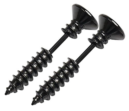 KingWinX 3D Cross Screws Ear Stud Earrings, Black