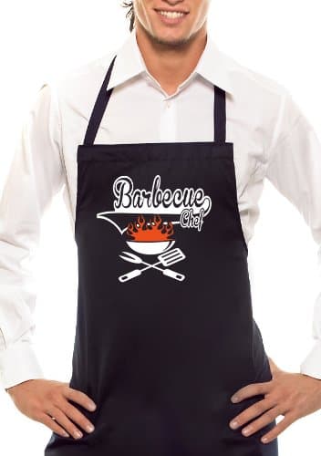 BBQ Chef apron and Two-Tone Black / Orange-Weiss