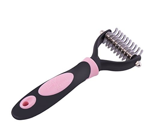 Pet Comb Grooming, Double Sided Grooming Stripping Comb To Remove Loose Undercoat, Matted-Tangles and Knots. [ pink ]