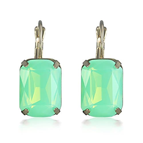 eManco “Sweet Candy” Copper Leverback &amp; Drop Crystal Earrings for Women Jewellery with Gift Box 20 Colors