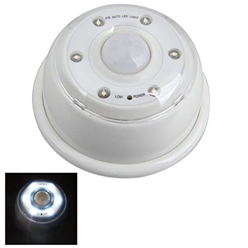 PIR Induction LED Light, TTrees 6 LED Auto Infrared Human Body Sensing Lights Delay Time and Luminance Adjustable Energy Saving Lamps Wireless PIR Motion Sensor Detector Light Lamp for Porch Corridor Bathroom Wardrobe Cabinets Stair and the Basement Etc (White)