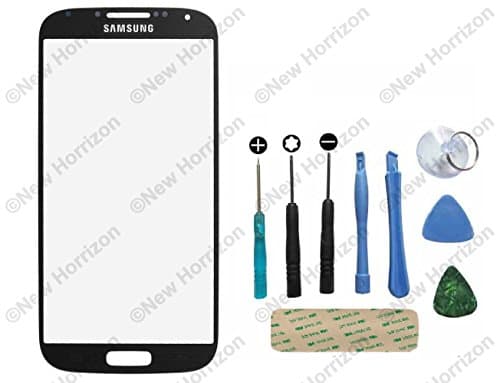 New Horrizon - Black Replacement Front Outer Glass Screen Lens For Samsung Galaxy S4 i9500 - Tools Included
