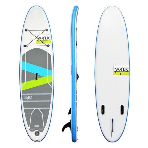 Walk 10'4 Ride Inflatable Stand Up Paddleboard - White / Blue - SUP Package (Bag, Pump, Repair Kit, Fins Included)
