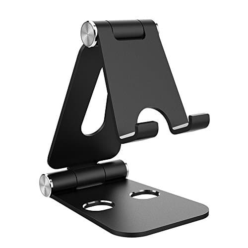 Duble Portable Phone Stand, MEEAJA Universal Adjustable Foldable Aluminum Cellphone Tablet Phone Holder for Desk Office Kitchen Home Travel Black