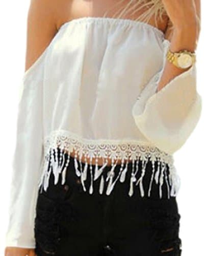 confit you Women's Strapless Long Sleeve Maternity Blouse white Weiß -  white - Small