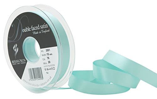BerisfordsDouble FACE Poly Satin Ribbon, Aqua, 15 mm