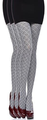 Antie Ladies Smooth 60 DEN Patterned Tights Lucinda 3 PACK (White, Large)