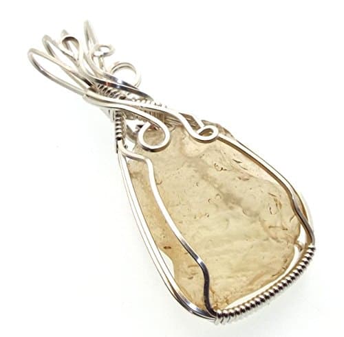Libyan Desert Glass Gemstone Sterling Silver Wire Wrapped Pendant