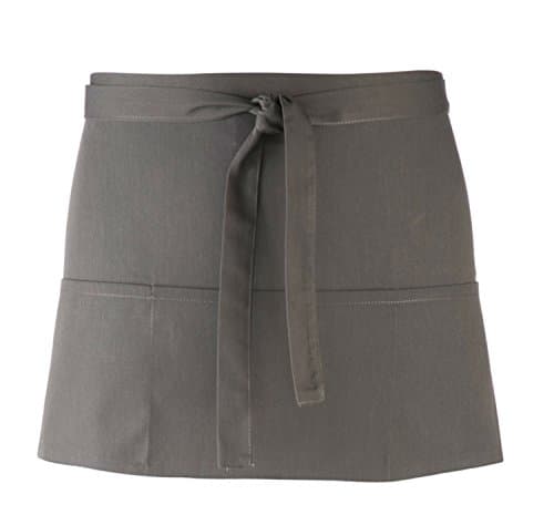 Premier Short Bar Apron with 3 Open Pockets Dark Grey