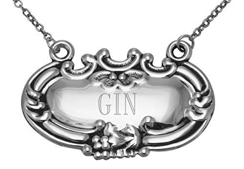Gin Liquor Decanter Label / Tag - Sterling Silver by Silver Mine Gifts