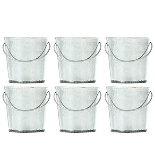 Hosley's Set of 6 Mini Galvanized Buckets - 2.25" High. Ideal for DIY Craft and Floral Projects, Party Favors, Festivities, Wedding by Hosley International, Inc