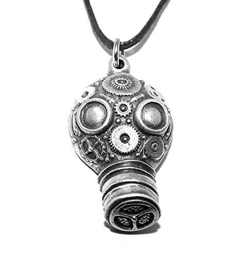 Gothic Steampunk Gas Mask Pewter Pendant Necklace