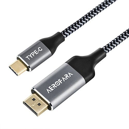 USB-C to DisplayPort Cable (4K@60Hz, 1.8m/6ft), Aluminum USB 3.1 Type-C to DP Adapter Cable for 2017/2016 MacBook Pro, Chromebook Pixel, Galaxy Note 8 S8/S8 Plus [Gold-plated Connector]