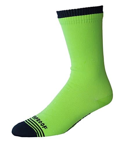 Showers Pass Material Breakdown Is: Outside Layer: 78% 15% 7% Inside Membrane Is 100% Polyurethane Inner Lining: 81% Coolmax, 16% Polyester, 2% Spandex and 1% Nylon Crosspoint Waterproof WP Hi-Viz Crew Sock, Neon Yellow, M/L