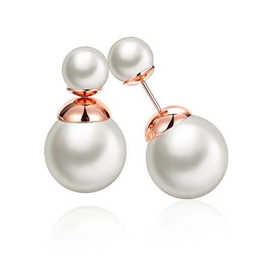 women's double pearl stud earrings, gold, 10 mm, 1720