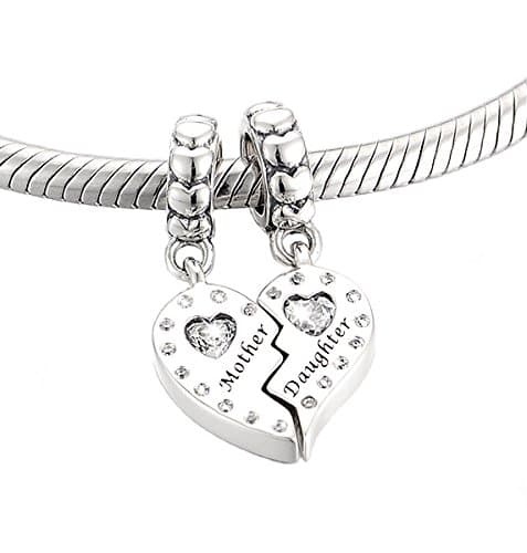 De'Lageo Mother Daughter Heart Dangle Charm
