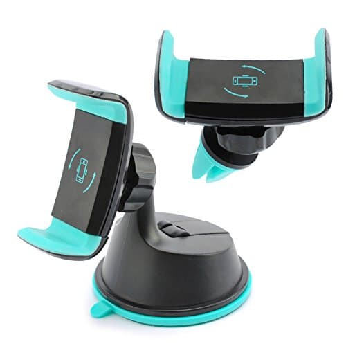 K.O.W Phone Holder 2 in 1 Air Vent Windscreen 360 Degree Car Holder Car Mount Cradle for iPhone X/ 8 / 7 / 7 Plus / 6 / 6s, Samsung, LG, Pixel, HTC, Motorola, Sony, Nokia and Other Smartphones (Black)