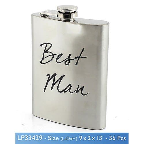 "Best Man" Silver Aluminium Keepsake Hip Flask - Wedding Favour