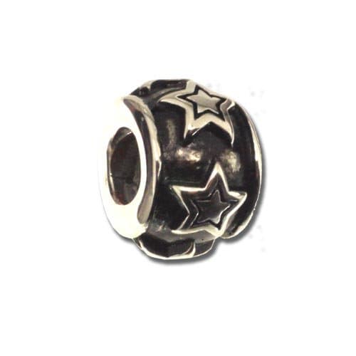 Threaded Bead Stainless Steel Star, Colour: Black-Silver