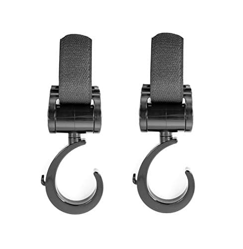 TALINU pram Clips - snap Hook - Set of 2, Black, Sturdy, Strong, Flexible - Buggy Attachment, Universal Hook