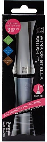 Kuretake Zig Memory System Wink of Stella Brush Glitter Markers, Landscape, Green, Blue, Brown, 3-Pack