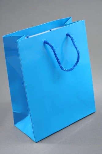 Glossy Finish Turquoise Giftbag with Cord Handle. 120 Pieces