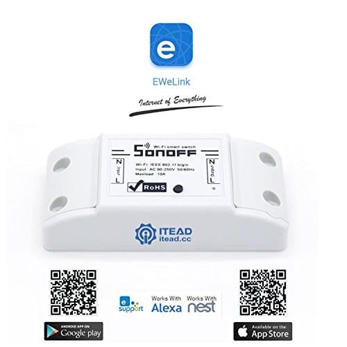 Buynow365 Sonoff ITEAD Wifi Wireless Romote Controlled Smart Switch Wireless Electrical Timer Control for DIY Smart Home (Work Ready for Google Nest Thermostat, Amazon Echo Alexa ONLY for English Version ) Support Android and OS App