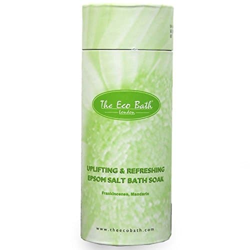 Eco Bath London Uplifting and Refreshing Epsom Salt Bath Soak - Tube 1kg, Magnesium Bath Salt Infused with Frankincense and Mandarin Essential Oils, Epsom Bath Salts for Refreshing