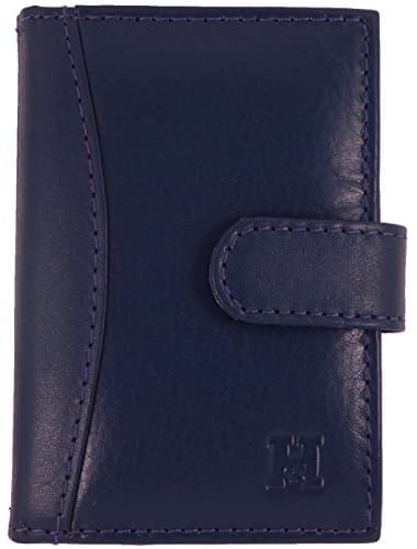 Quality Soft Leather Credit Card Holder with 20 Plastic Card Sleeves/Slots in 7 Colours (Navy)
