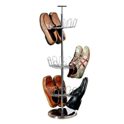 3 Tier Revolving Chrome Shoe Tree Carousel for up to 18 Pairs