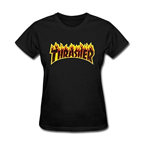 Women's Thrasher Flame Logo Sticker T shirt Small