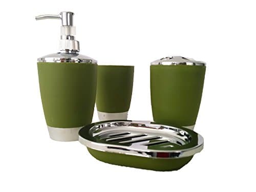 DiscountDealer2015 4Pc Plastic elegant Bathroom Accessory Set Soap Dish Dispenser Toothbrush Holder (Harrods Greed)