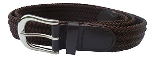 Streeze 30mm Stretch Belt Braided Elastic Webbed Belt with Silver Metal Buckle (Large 38" - 40", Brown)