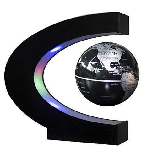 DORSION Floating Globe with LED Lights C Shape Magnetic Levitation Floating Globe World Map for Desk Decoration (Black)