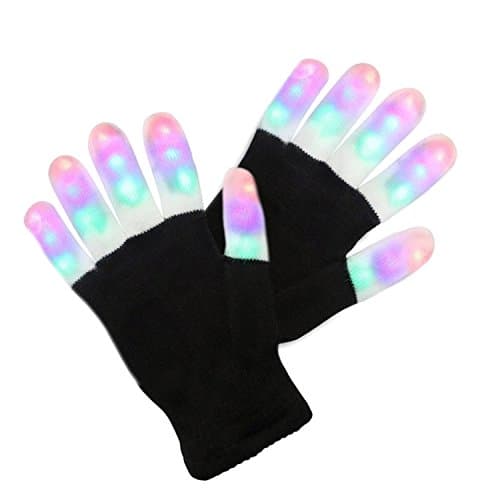 LED Gloves,LED Light Gloves Rave Flashing Glow Light Up Full Finger Fingertips Lighting Gloves Party Game Favor Colorful Dance Birthday Disco Clubs Festivals Running Cycling Sports