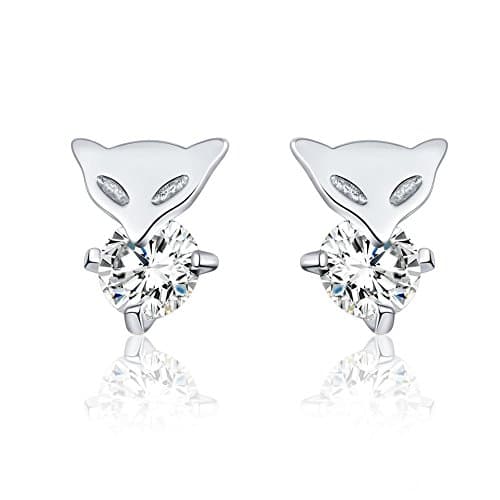 Women 925 Sterling Silver Zircon Stud Earrings