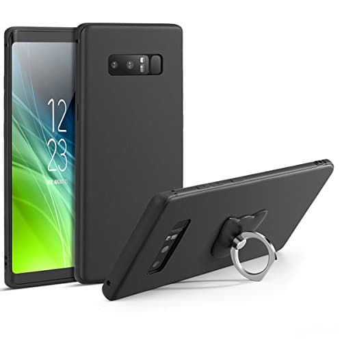 Galaxy Note 8 Case Cover Slim Protective Shock Absorbing with Kickstand Ultra-Thin Anti-Drop TPU Rugged Flexible Protection and a phone ring stand holder for Samsung Galaxy Note 8 (2017) - Matte Black