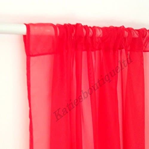 PLAIN VOILE SLOT TOP NET CURTAIN PANEL- MANY COLOURS &amp; SIZES (55" x 36" (140cm x 91cm), Red)
