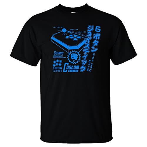 6 Button Arcade Stick T-Shirt (X-Large, Black)