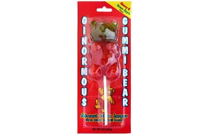 Cherry &amp; Green Apple Ginormous Gummi Bear on a Stick (227g)