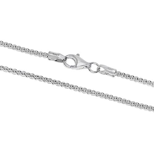 925 Solid Sterling Silver POPCORN Pendant Chain Necklace Lengths: 16, 18, 20, 22, 24, 26, 28, 30" Inch 2mm Width High Quality (20)