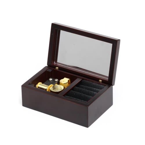 Laxury 18 Note Windup Wooden Musical Box with Mirror Play Elfen Lied Tune,gold Musical Movement, Model M33 (Claret with Velvet)